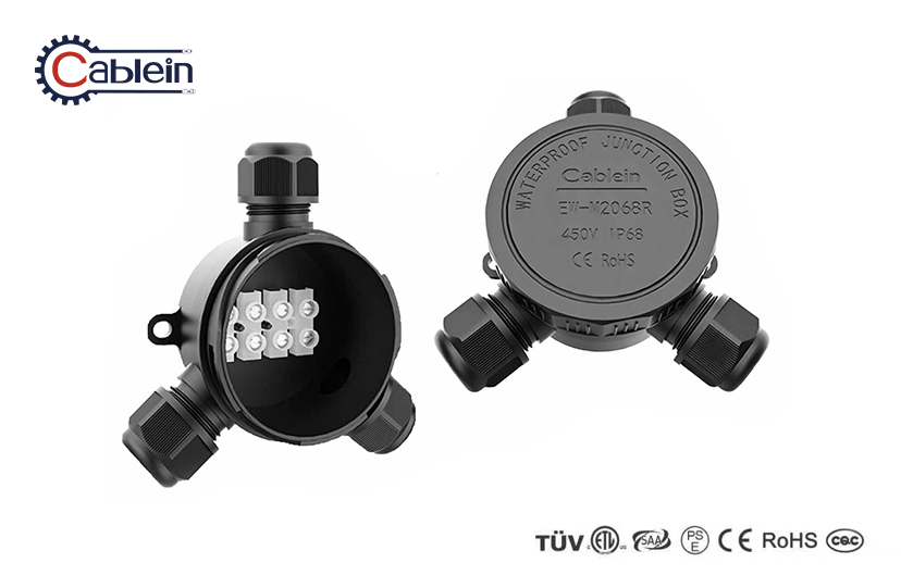 Round 3-Way Straight Waterproof Junction Box